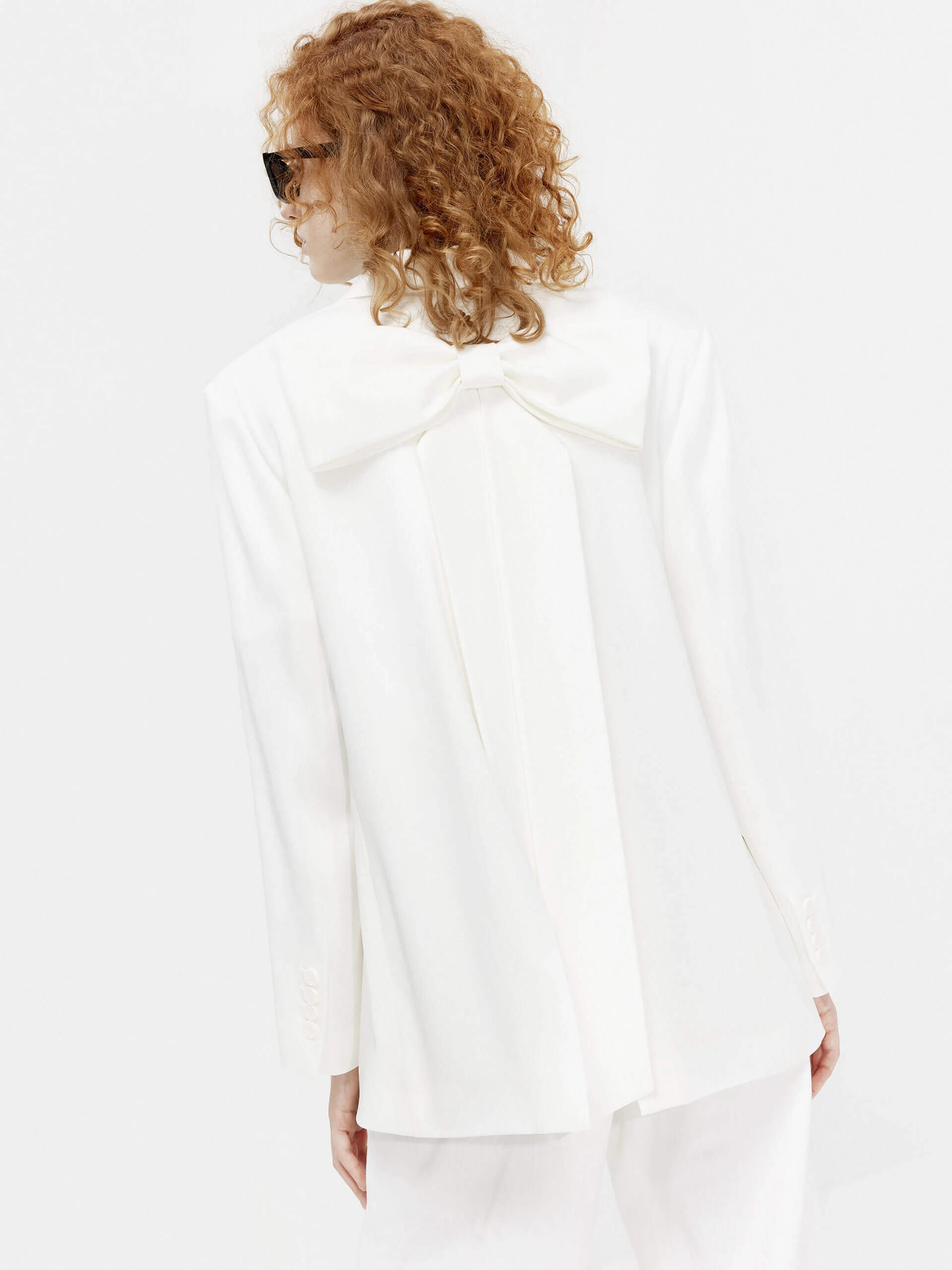 Shawl Lapel Bowknot Details Structured Blazer