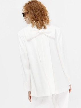 Shawl Lapel Bowknot Details Structured Blazer