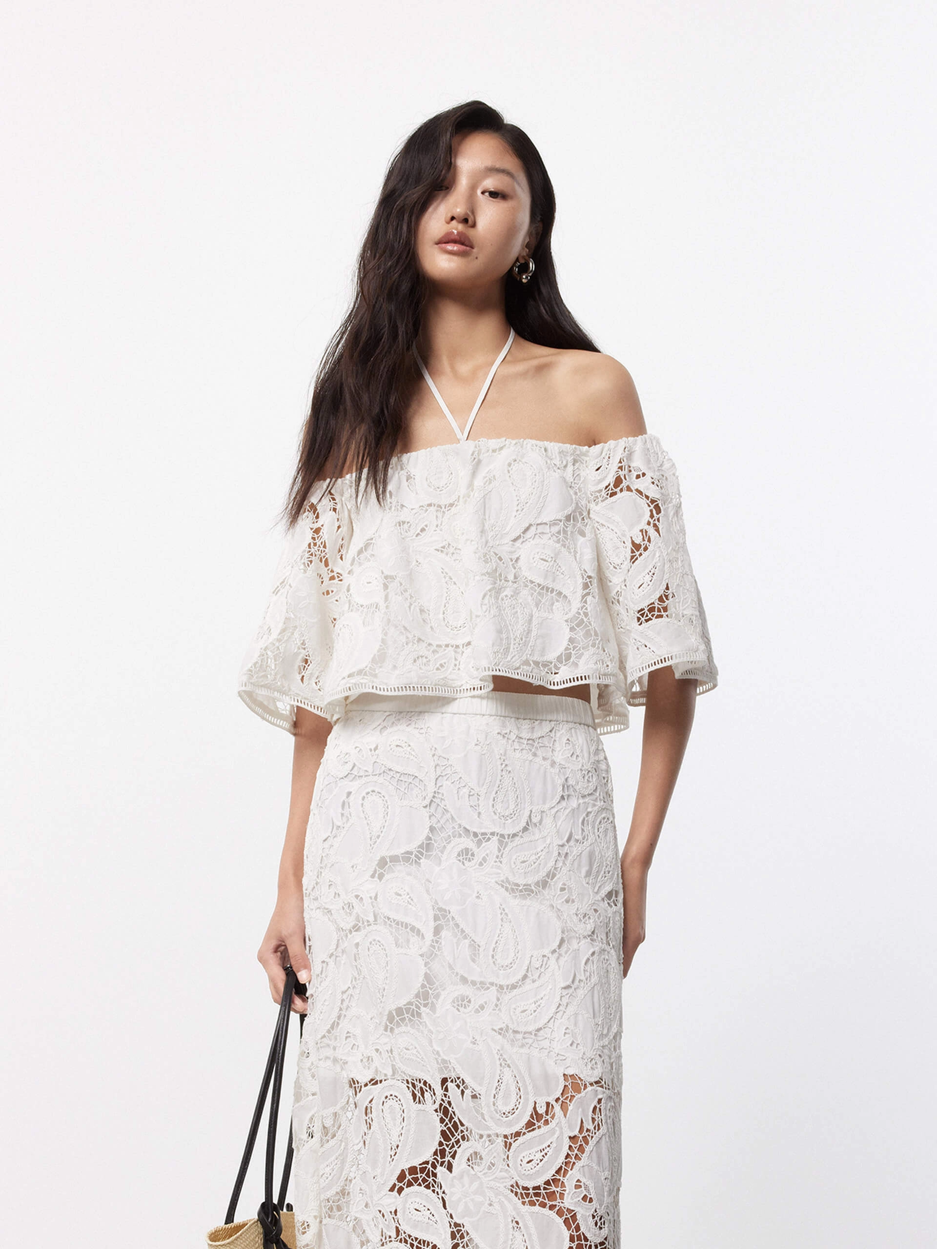 MultiLayer Stitching Off Shoulder Lace Blouse