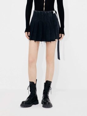 Wrap Detail Pleated Denim Shorts Comfy Movement