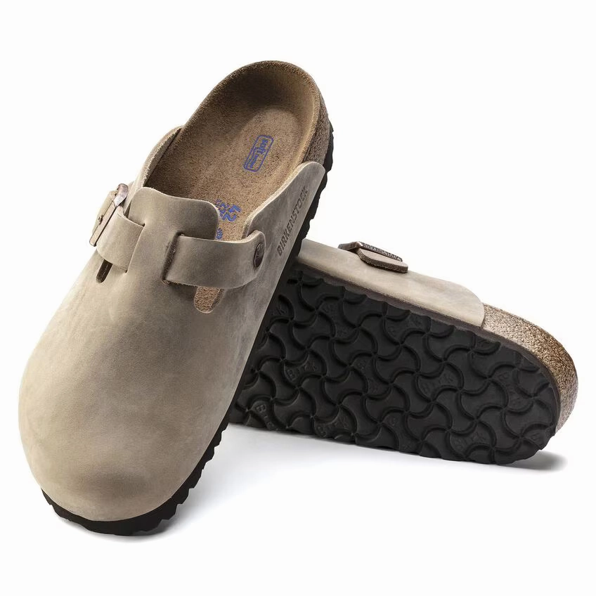 Contoured Foot Shape Blown Rubber Boston Soft Footbed Leather Oiled Sandals Tabacco Brown