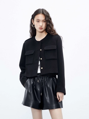 Boxy Fit Cropped Jacket StretchMaterial Tencel Lyocell Fiber