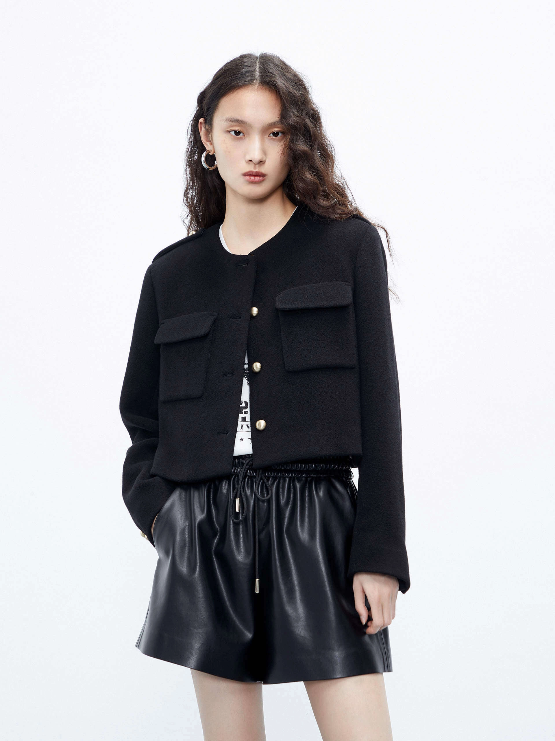 FlexibleElasticatedEdging Boxy Fit Cropped Jacket