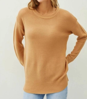 Boyfriend Fit Sweater In Butterscotch Heathered Effect