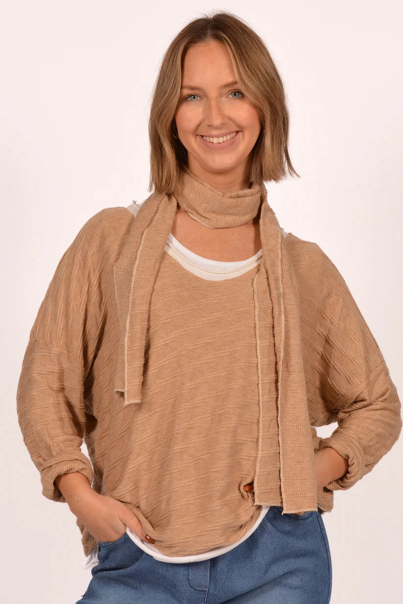 SleevelessOption Flexible Neckline Braided Sweater w/ Scarf