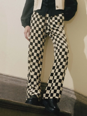 Slip Resistant Checkerboard Straight Casual Pants
