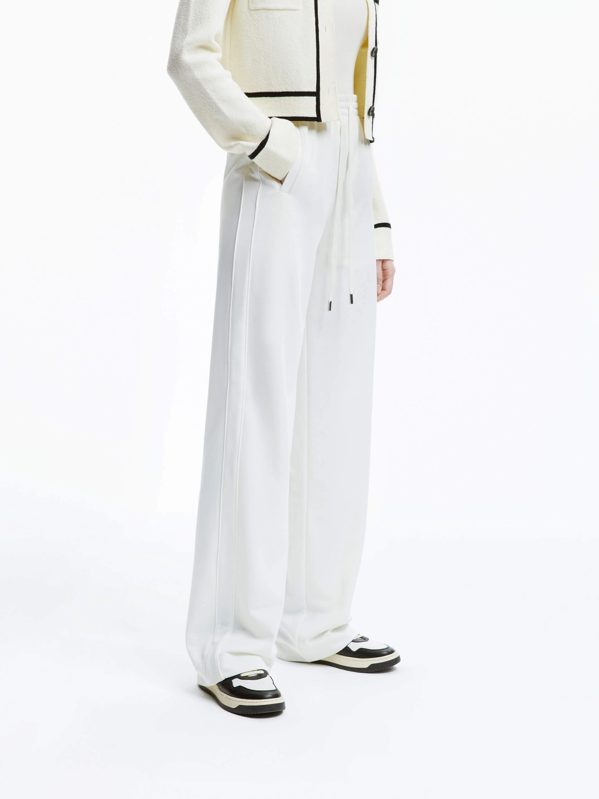 Stretch Fabric Performance Support Straight Drawstring Trousers