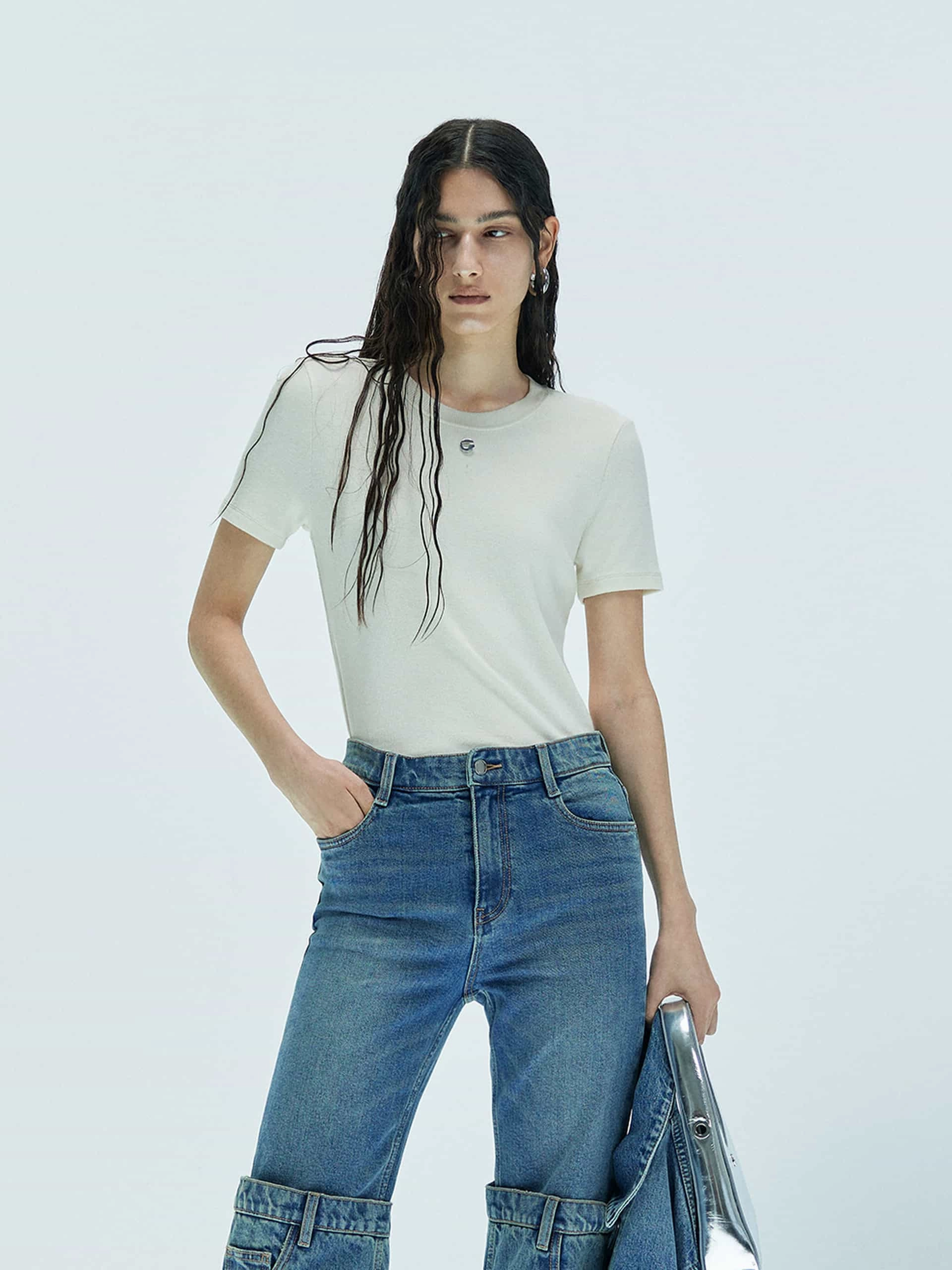 Summer Wardrobe Round Neck Knitted T-shirt
