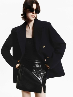 InterchangeableLining Odor control Double Breasted Mid Wool Coat