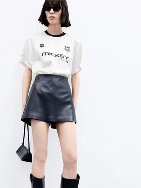 Side Slit PU Leather Skort RuggedDurability Versatile staple