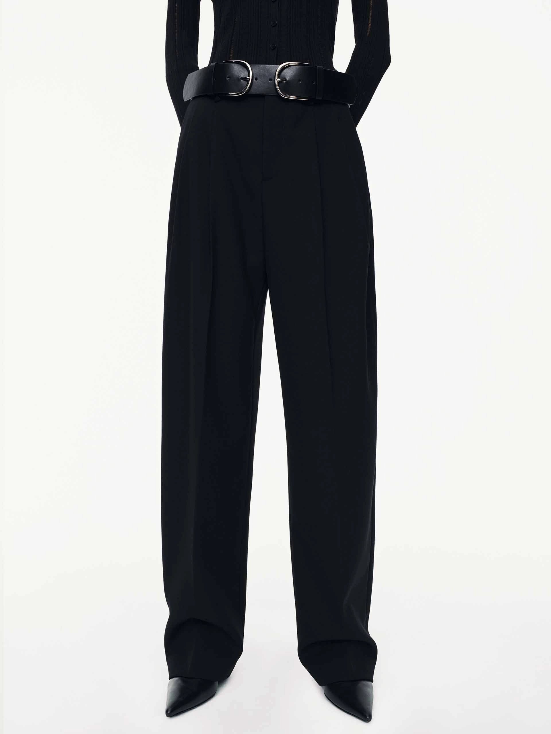 Barrel Leg Pleated Trousers Comfy Waist AntiSlipGrip