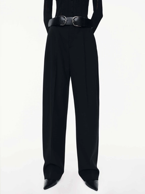 Essential Layer Minimalist Waist Barrel Leg Pleated Trousers