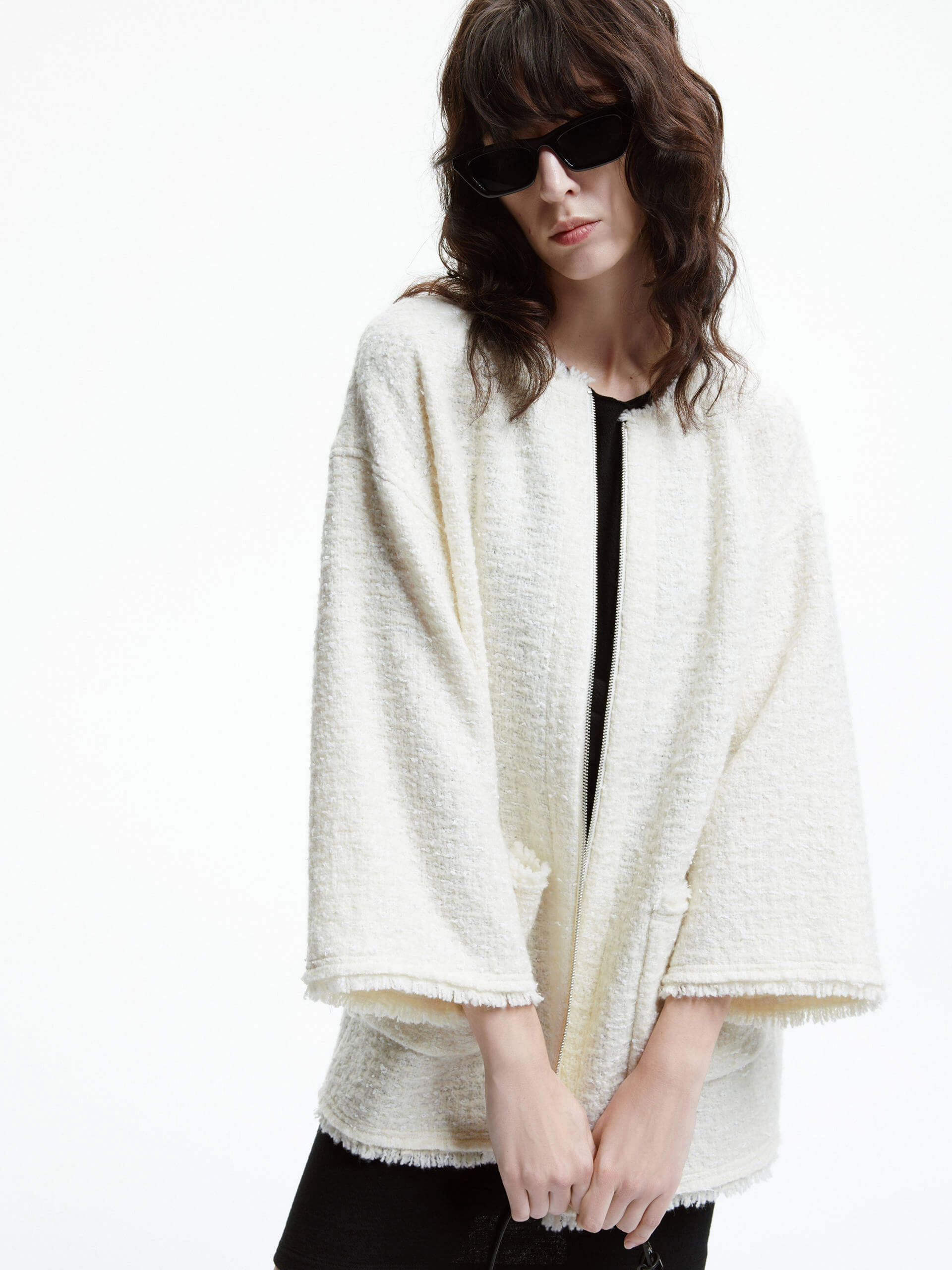 Loose Raw Trimmed Coat Weatherproof Seams Layered Hem Design