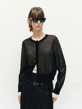 MultiPanelBreathability DropShoulderConstruction Round Neck Cardigan Set
