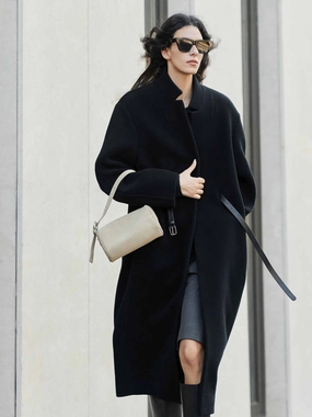NonRestrictive Movement Design Merino Wool Belted Overcoat