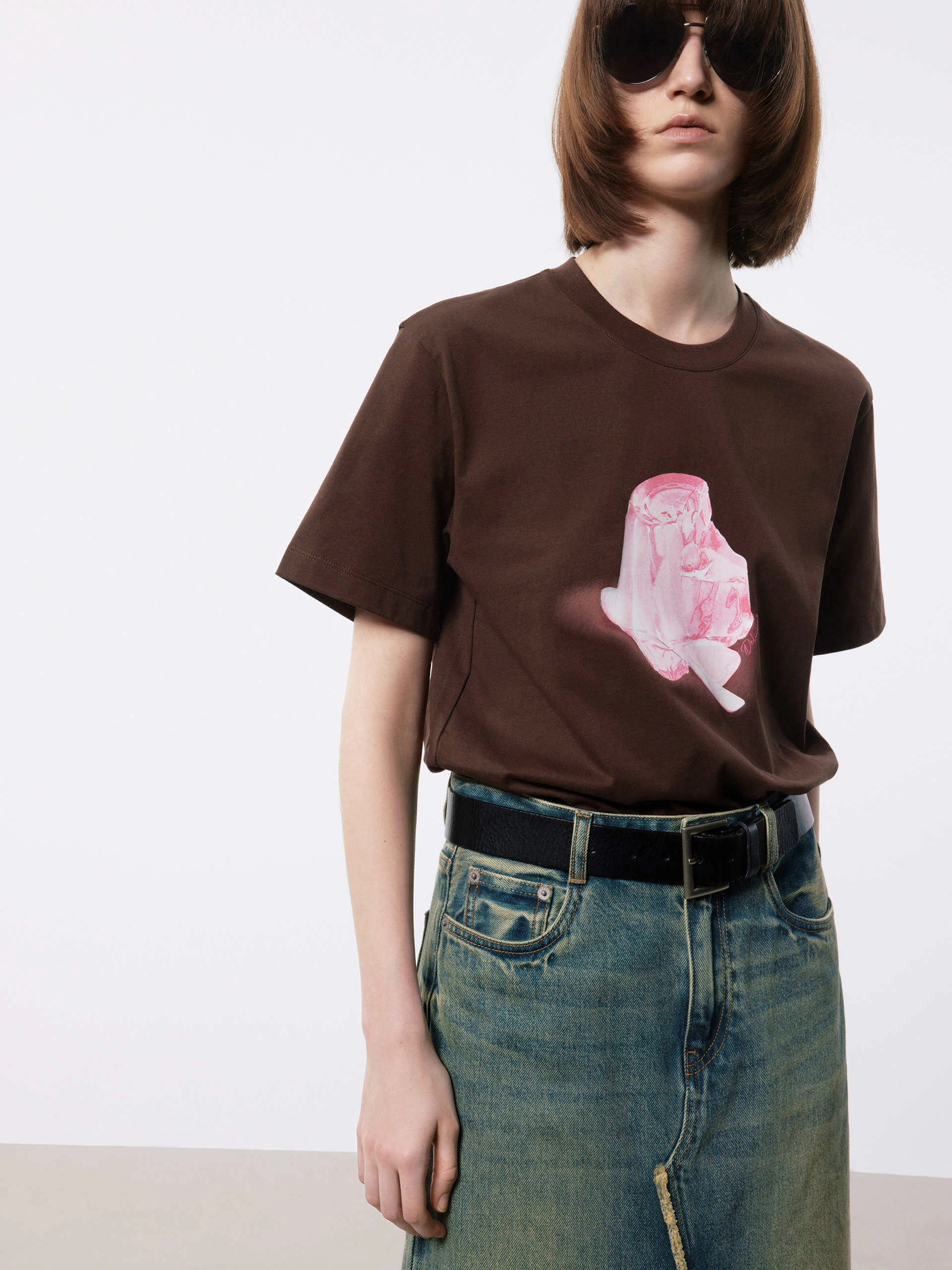 Sporty Design Everyday Fashion Look Pudding Print Cotton T-shirt