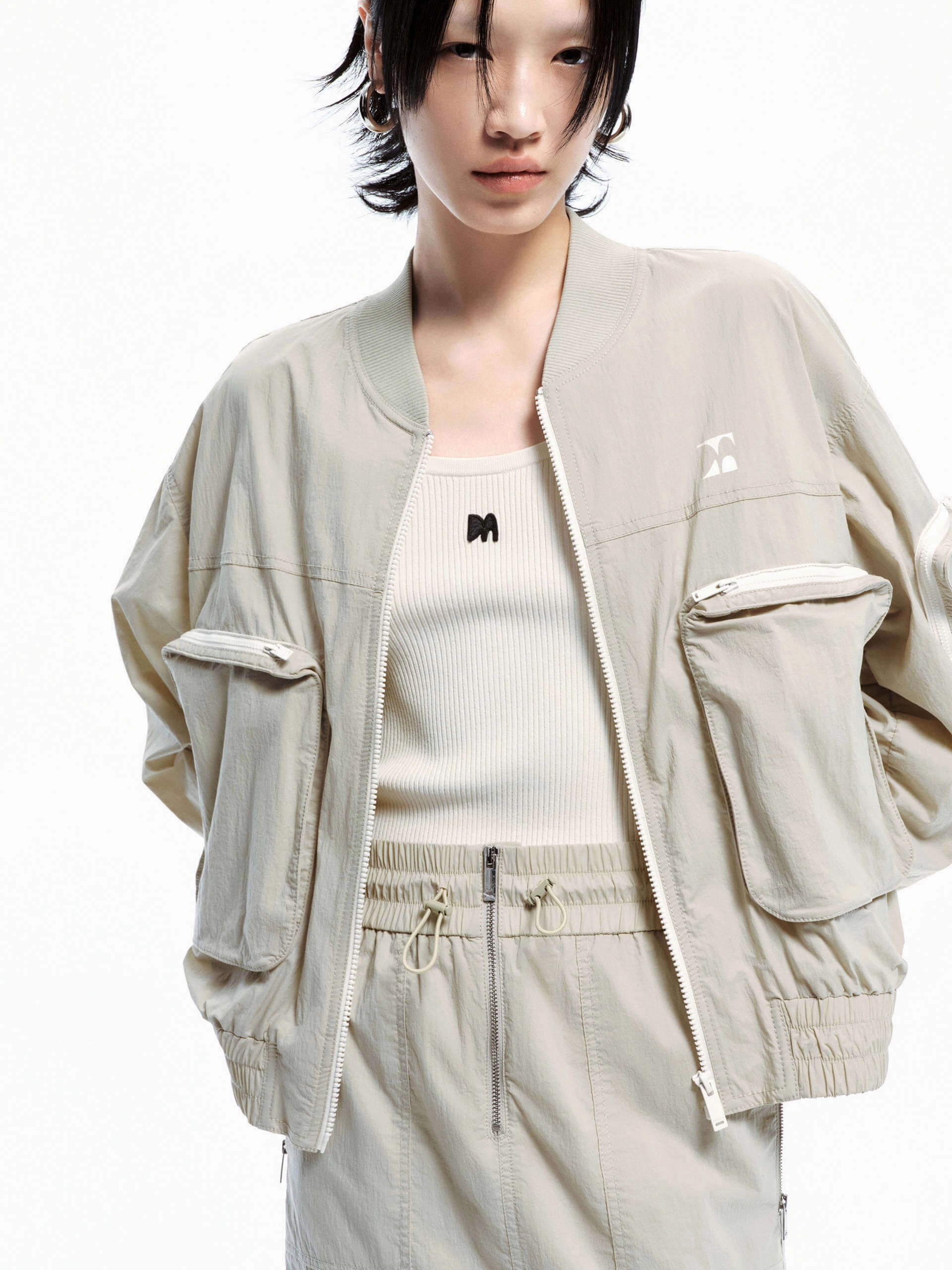 Elegant Evening Quilted Interior Layer Front Pocket Zipper Jacket