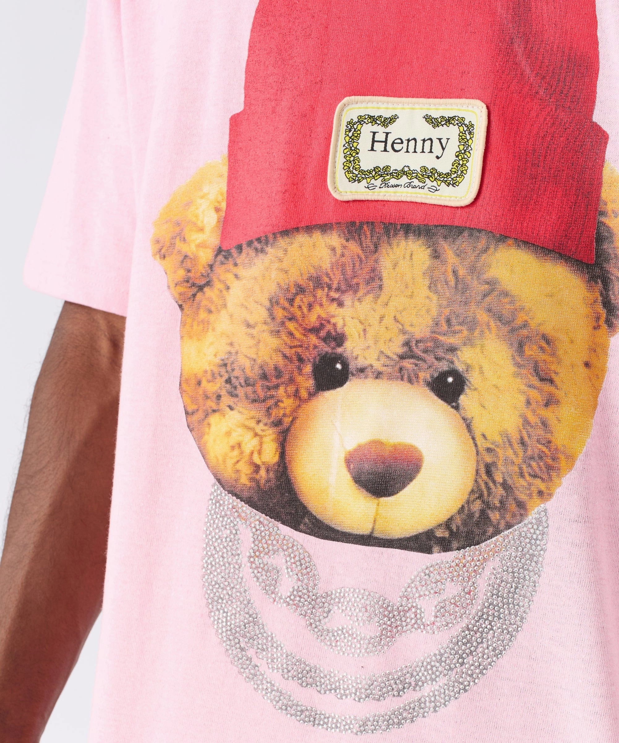 Classic Polo Teddy Rhinestone Short Sleeve Tee - Pink