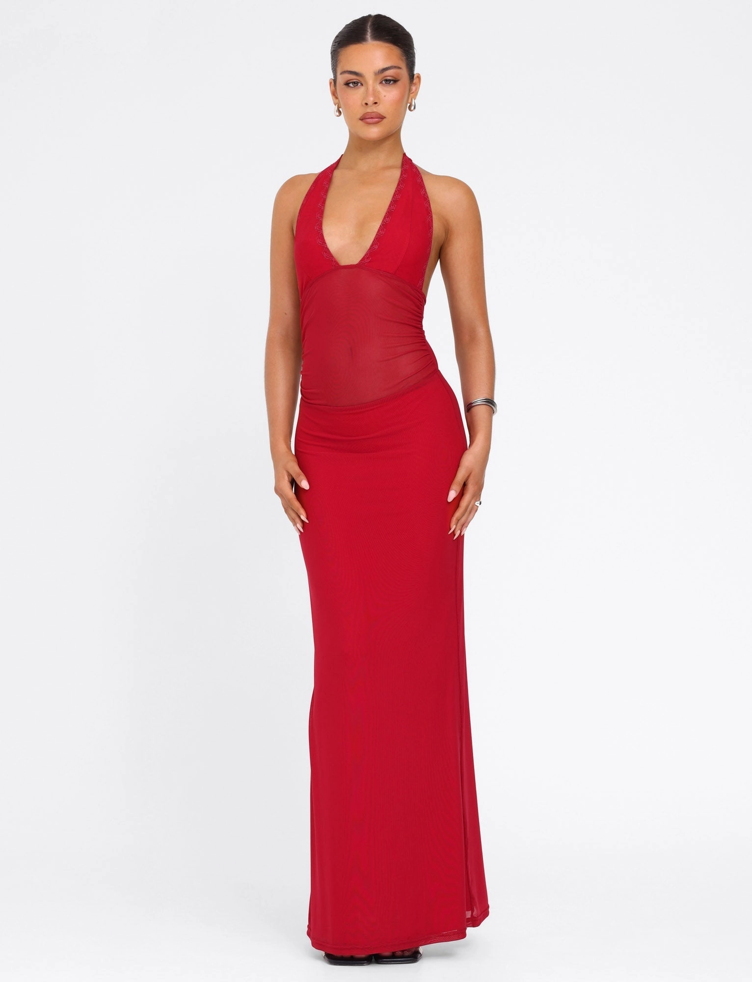 Understated Elegance Cool Drape BRESILY MAXI DRESS - RED