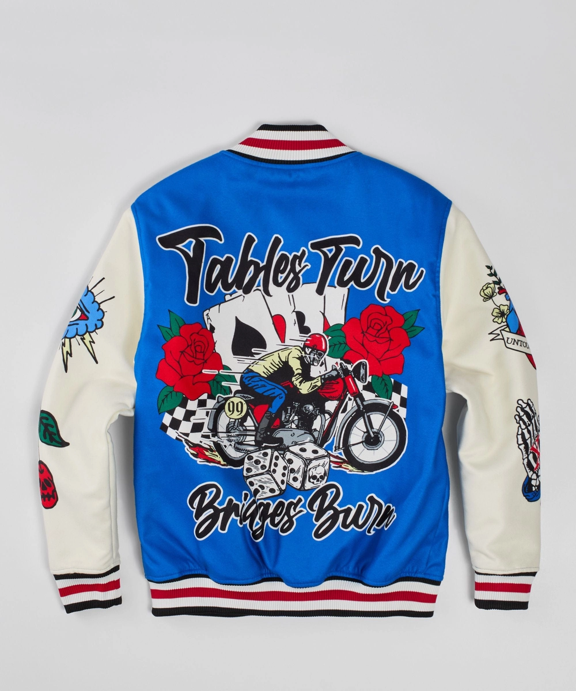 Thermal Lining NonRestrictiveFit Bridges Burn Varsity Jacket - Blue