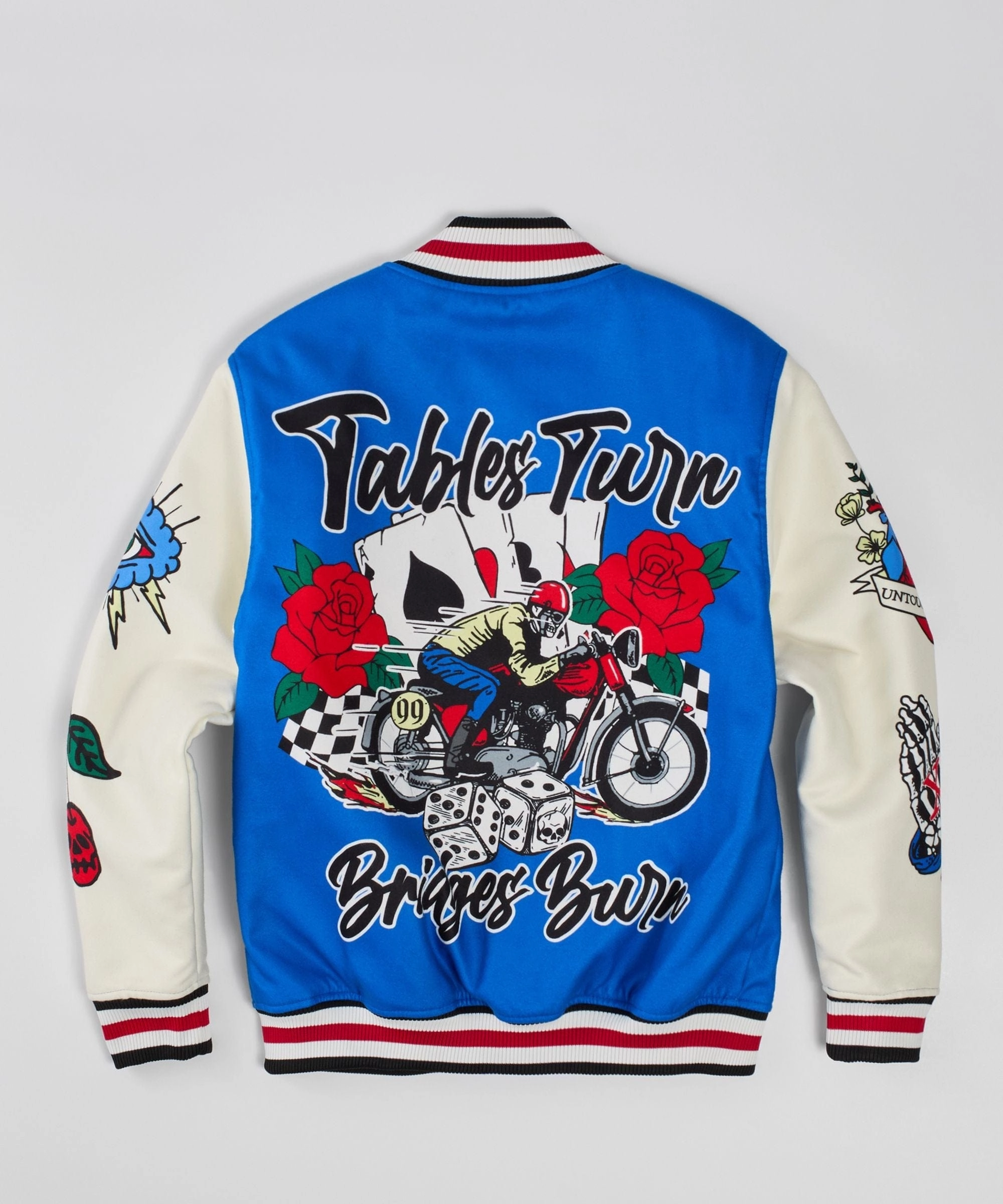 Bridges Burn Varsity Jacket - Blue Simple Look Water Repellent Finish