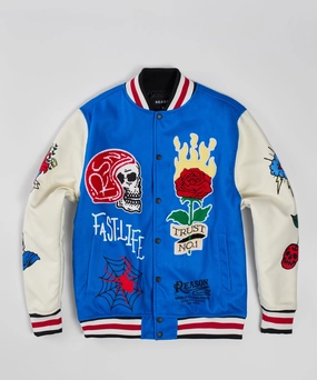 Moisture Managing Liner Bridges Burn Varsity Jacket - Blue