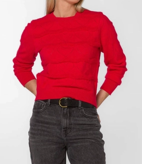 Knitwear Design Comfy Look Brinley Jacquard Sweater In Red Ribbon