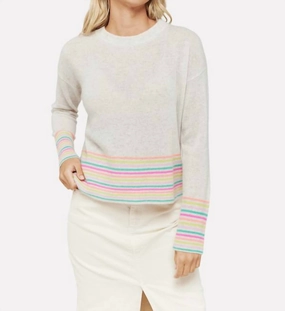 Brodie Mini Stripe Pearl Crewneck Jumper In Haze Breathable knit Versatile Comfort