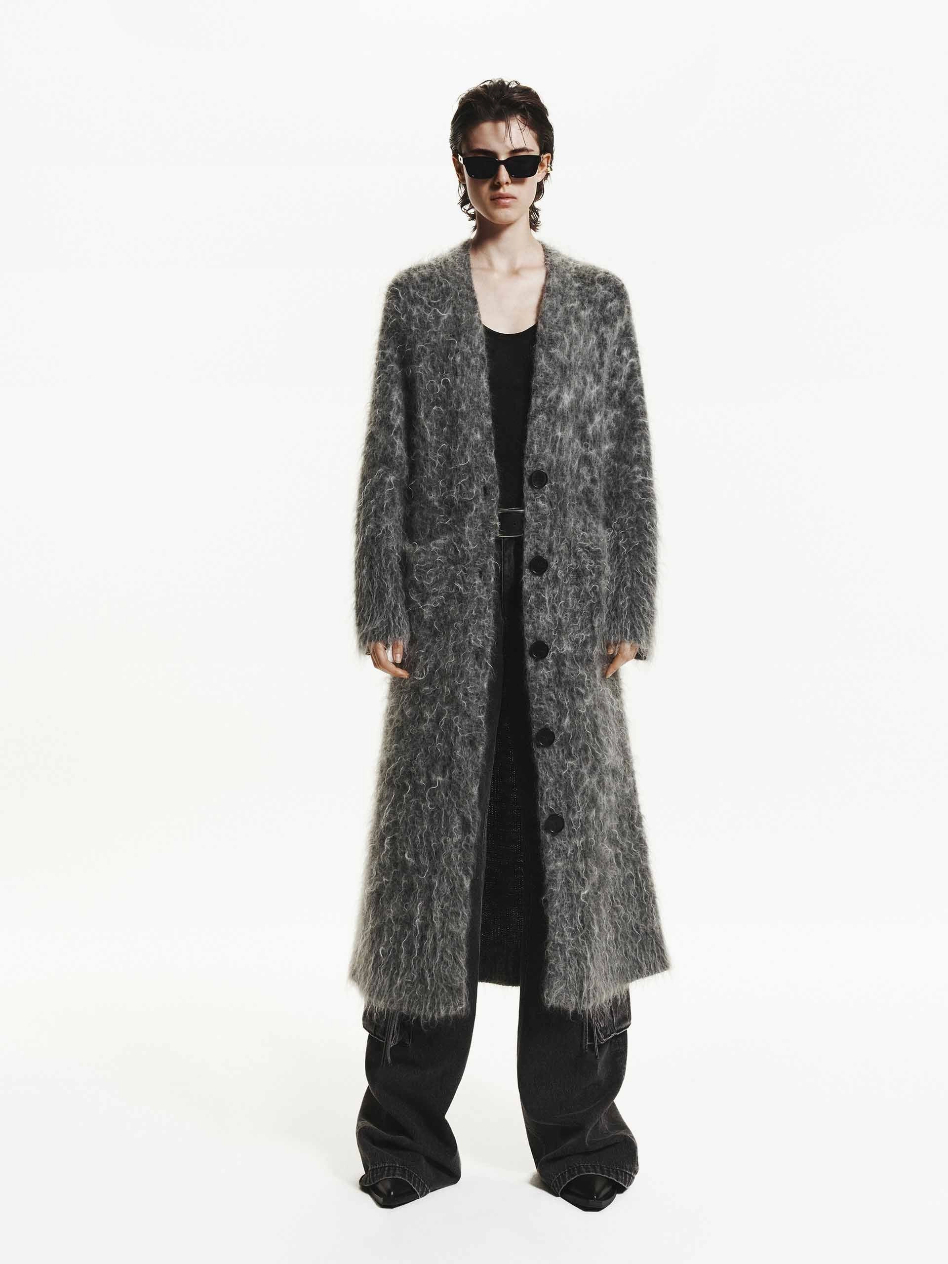 Brushed Long Cardigan Slim Fit Design Bohemian style