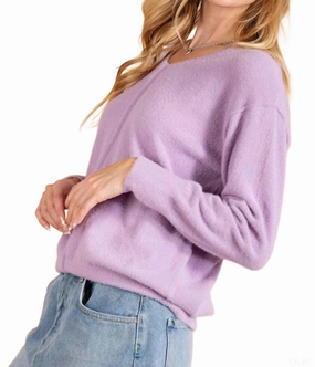 Brushed Sweater In Lilac Knit texture Comfy Touch