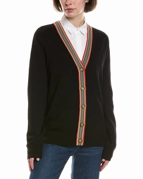 Burberry Icon Stripe Wool Cardigan Perfect Knitwear Non Restrictive Armhole