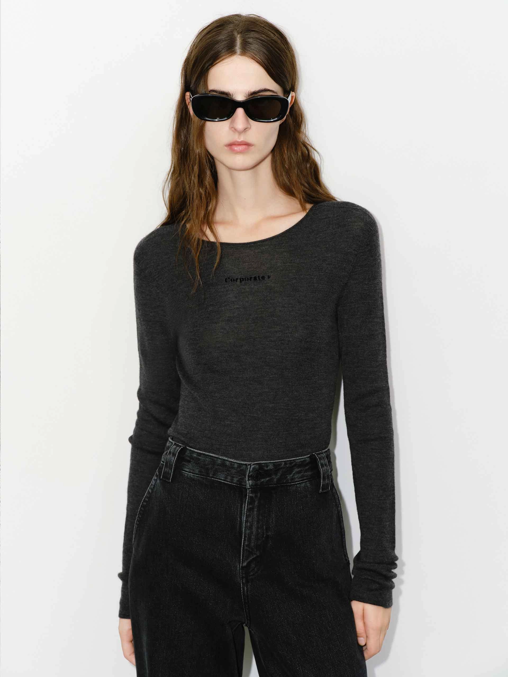 Fitted Merino Wool Sweater Athletic Look