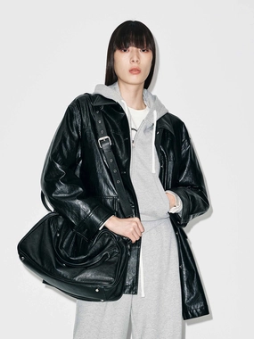 Quick Dry Performance Modern City Outfit Button Leather Down Jacket