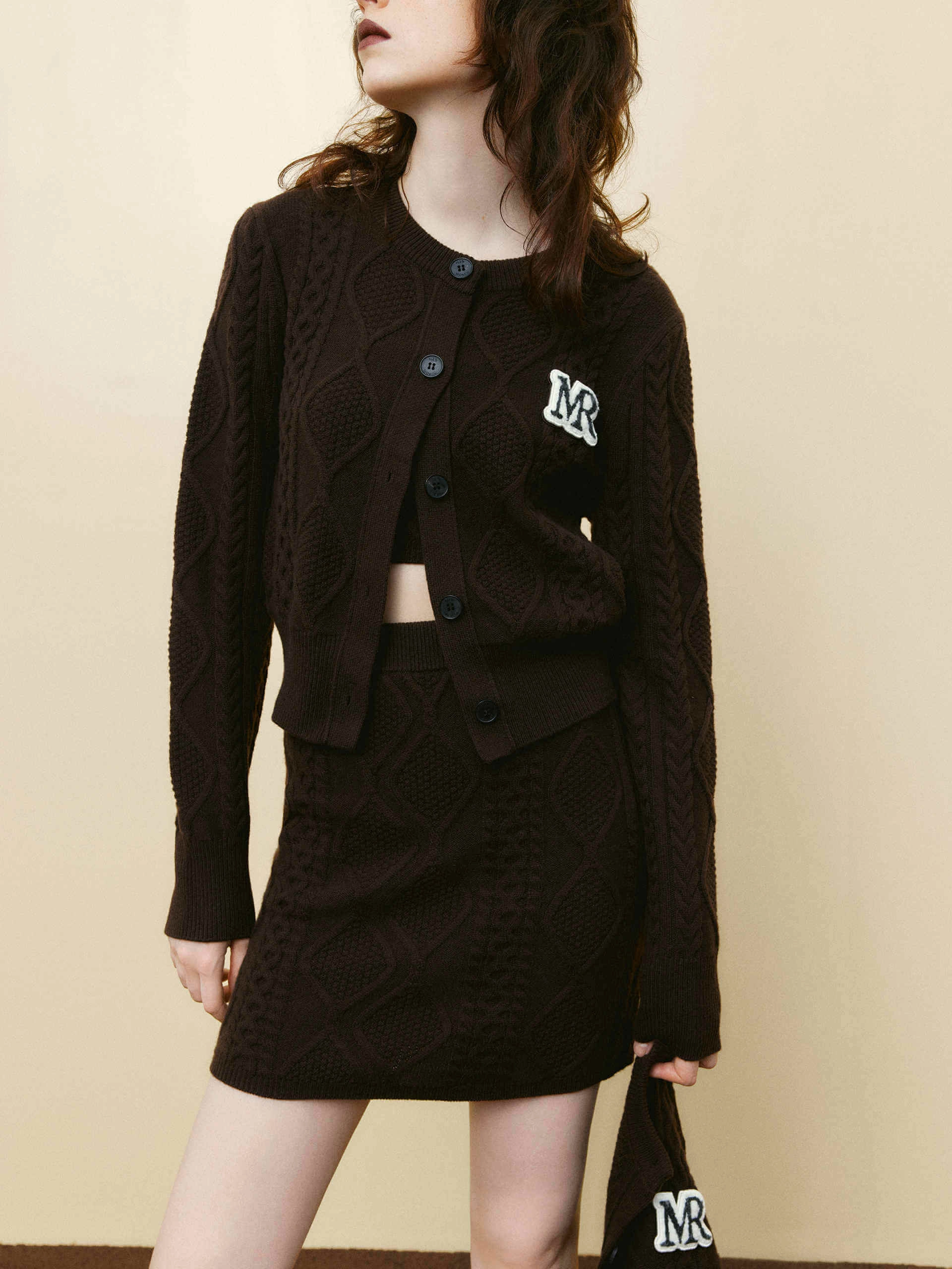 Cable Knit Mini Skirt AntiPillingFabric Hidden Pocket System