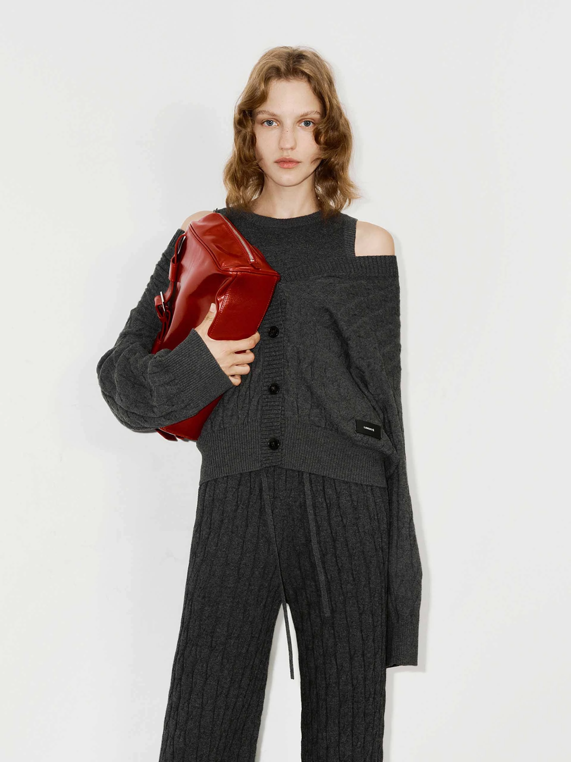 Cable Knitted Cardigan Set SweatWicking Fabric
