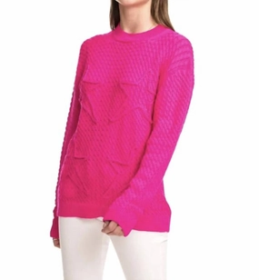 Cable Stars-Oversized Cable Sweater In Raspberry Soft Knit Piece Perfect Layering