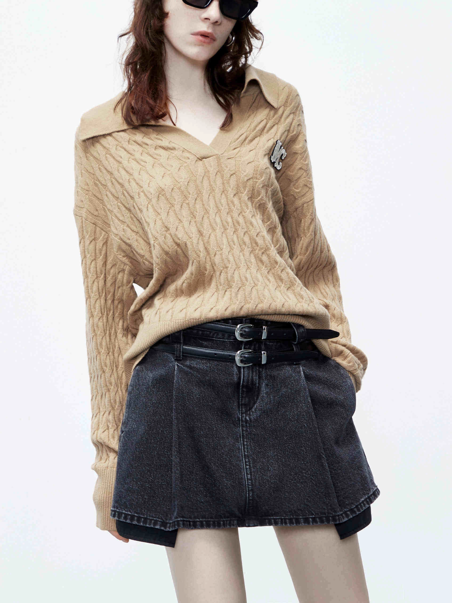 Cable Textured Wool Sweater HighDensityFoam