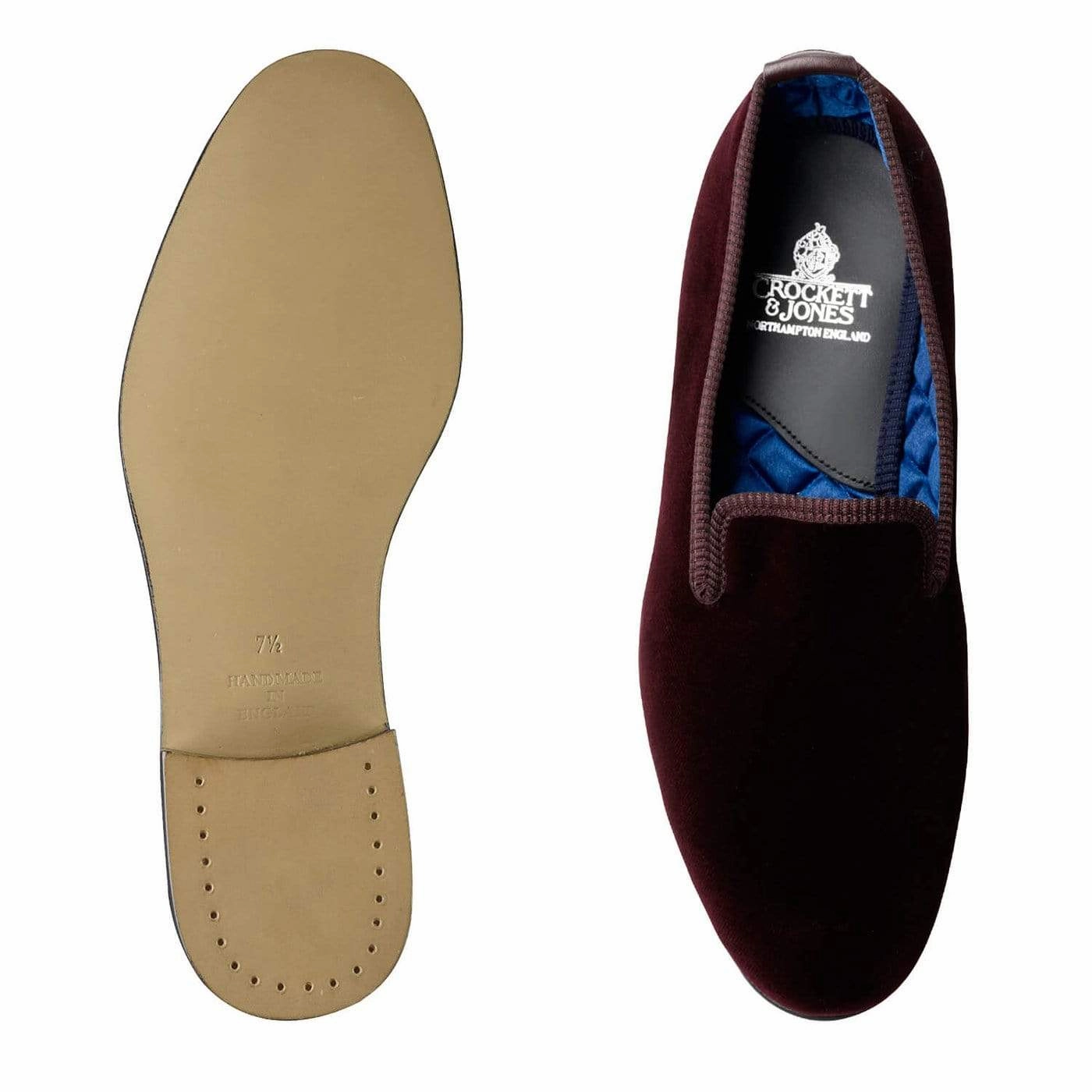 Plain Albert Burgundy Velvet Quick Slip Shoes Zip Up