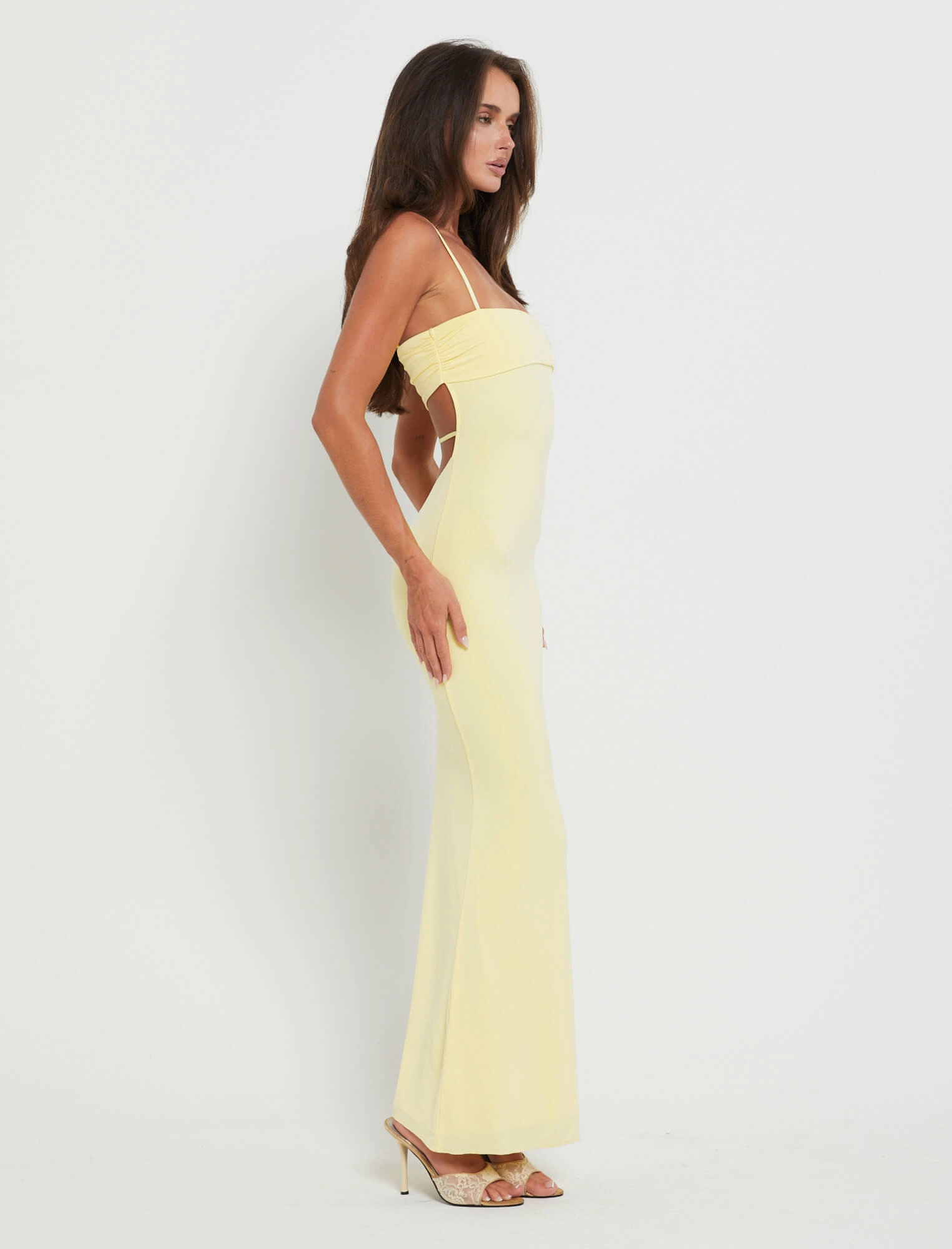 Petite Chic Minimal Cut CARA DRESS - YELLOW : PASTEL CITRUS
