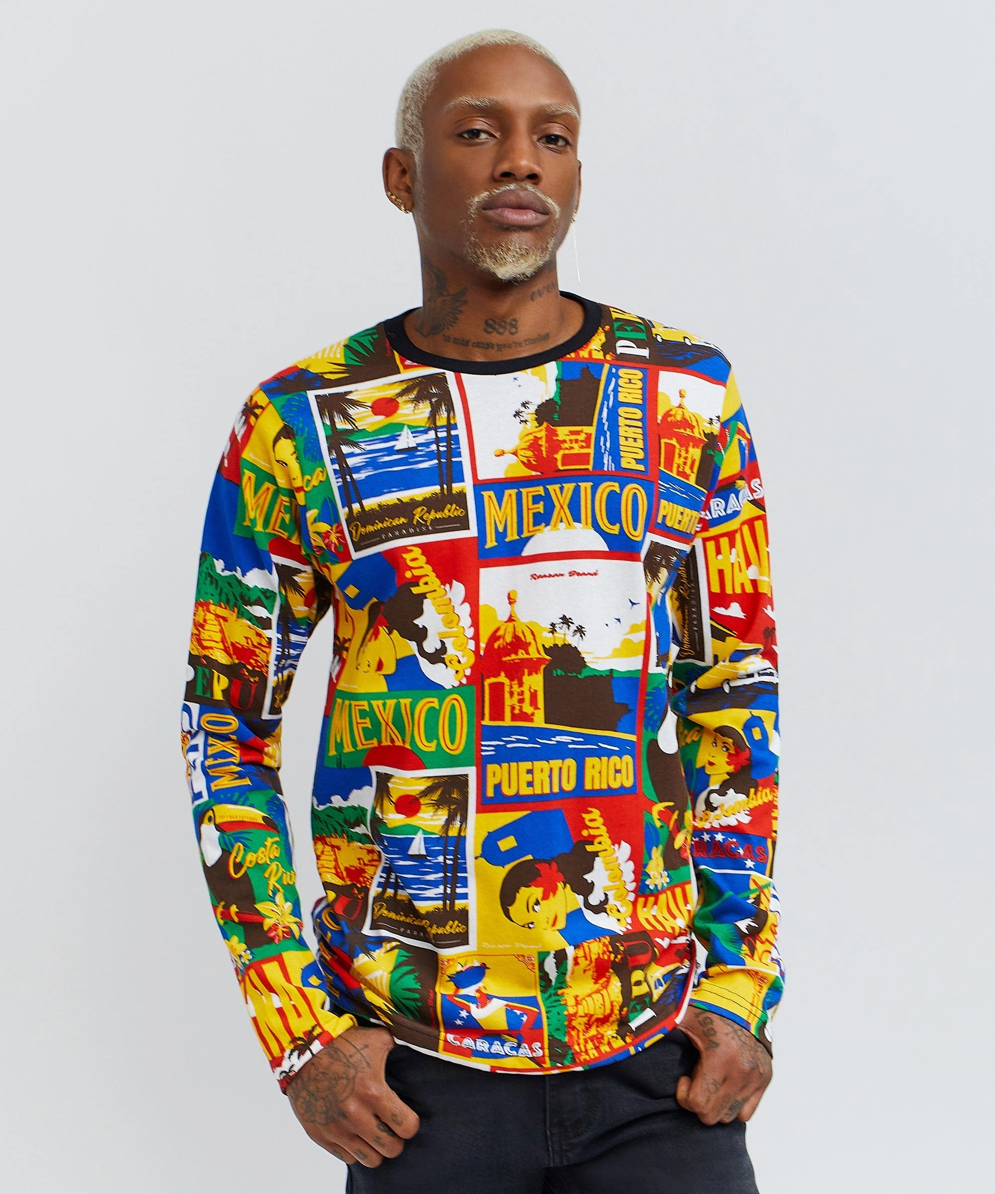 Basic Dress Durable Stitching Hispanic Tile Long Sleeve Tee