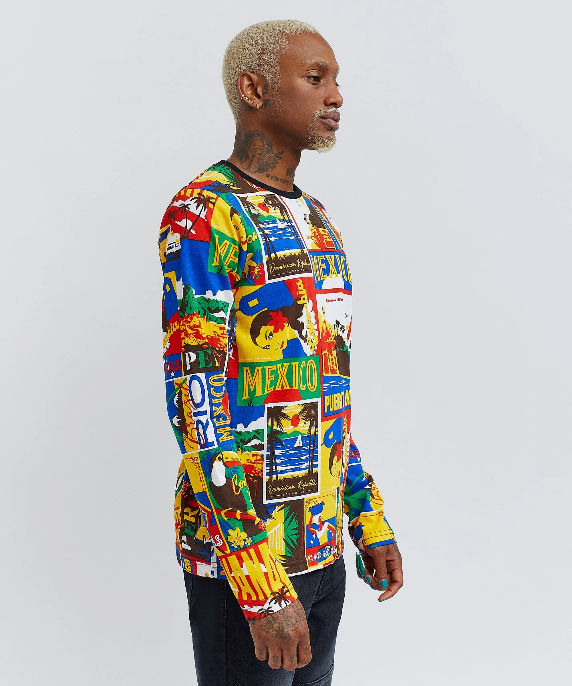 Hispanic Tile Long Sleeve Tee Everyday Look FourWayStretch