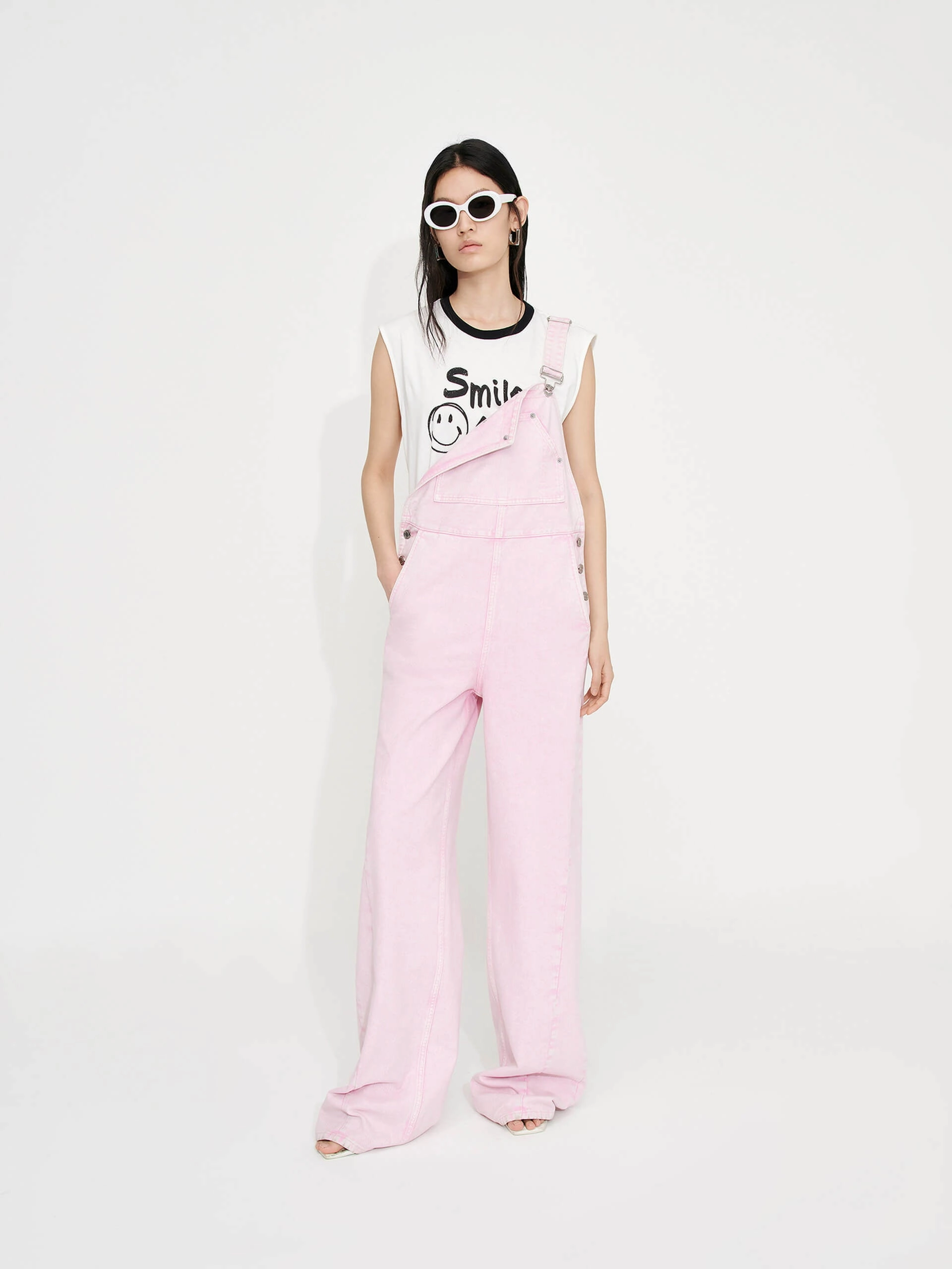 AllDayComfort Bi Stretch Fabric Cargo Denim Jumpsuit
