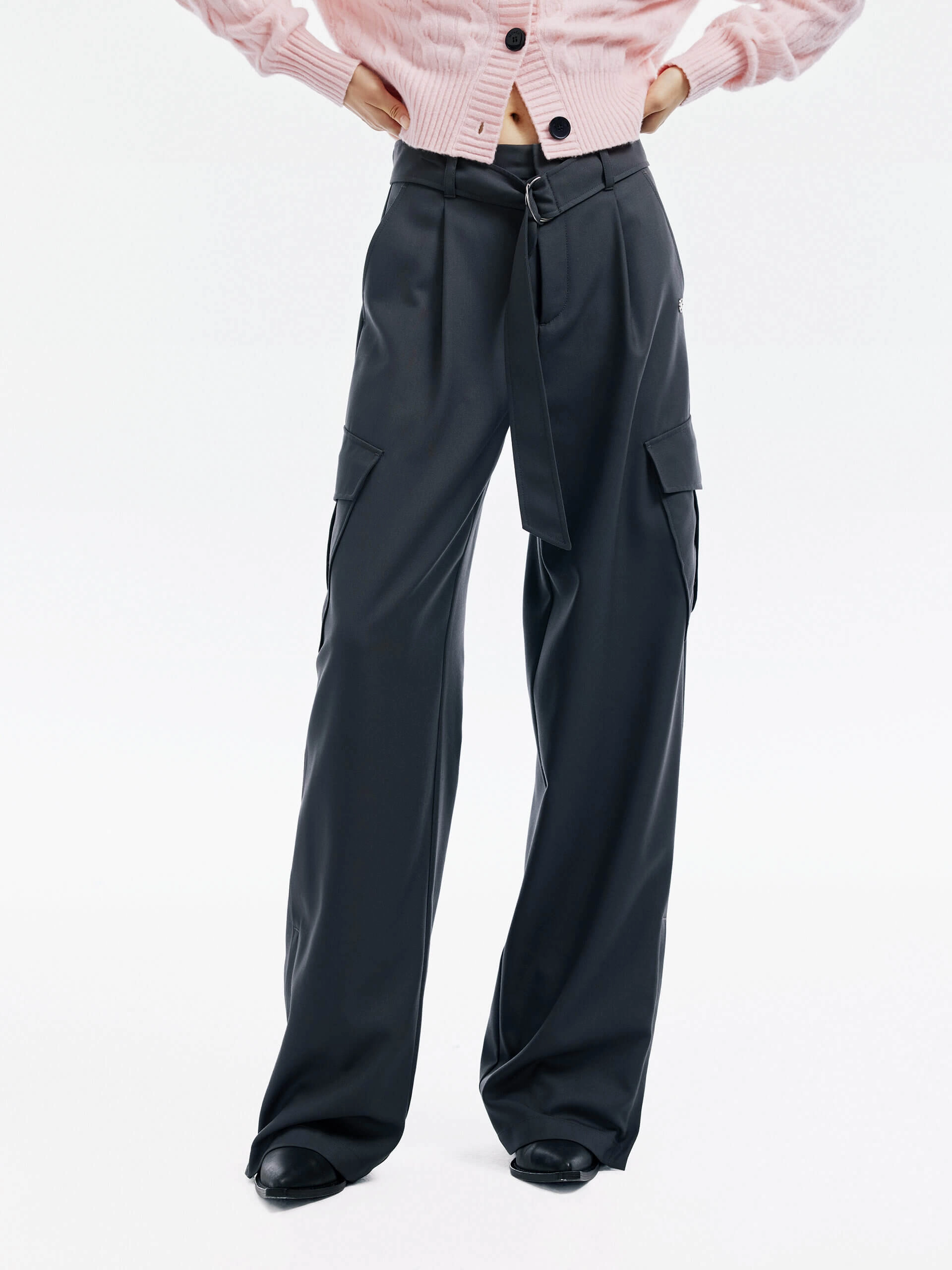 Practical Comfort Cargo Pocket Belt Pants
