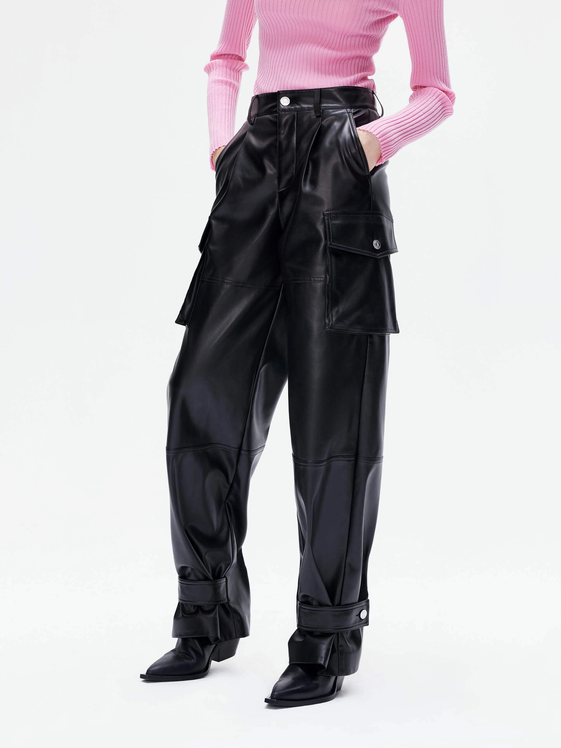 Cargo PU Leather Pants Cold Weather Gear
