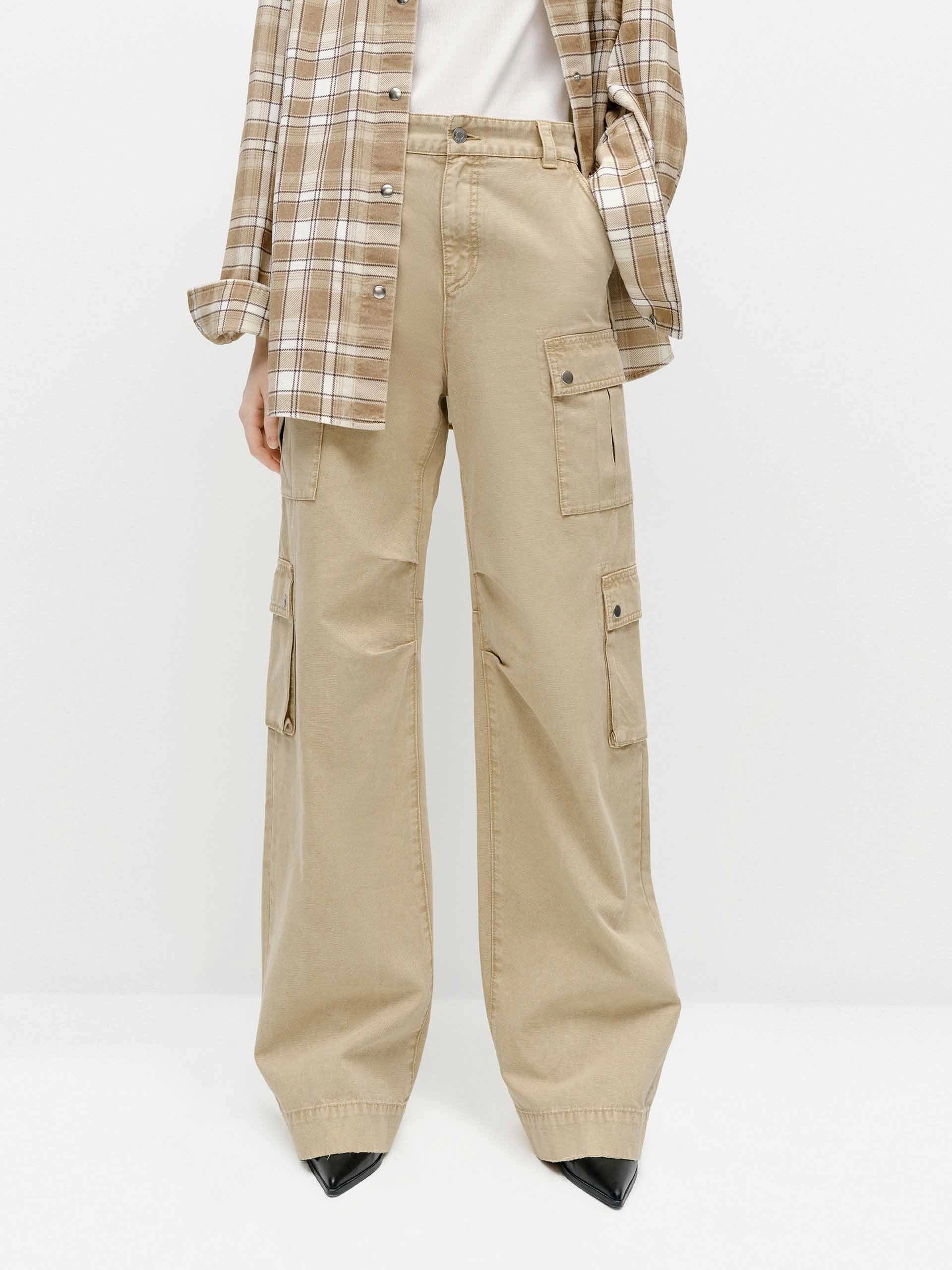 Cargo Style Cotton Jeans Neutral design