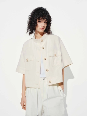 Glove Friendly Cuff Design Cargo Style Cropped Jacket