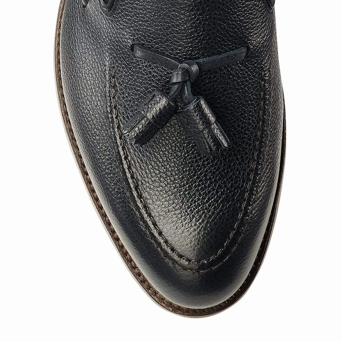 Carly Navy Pebble Grain Loafer Style