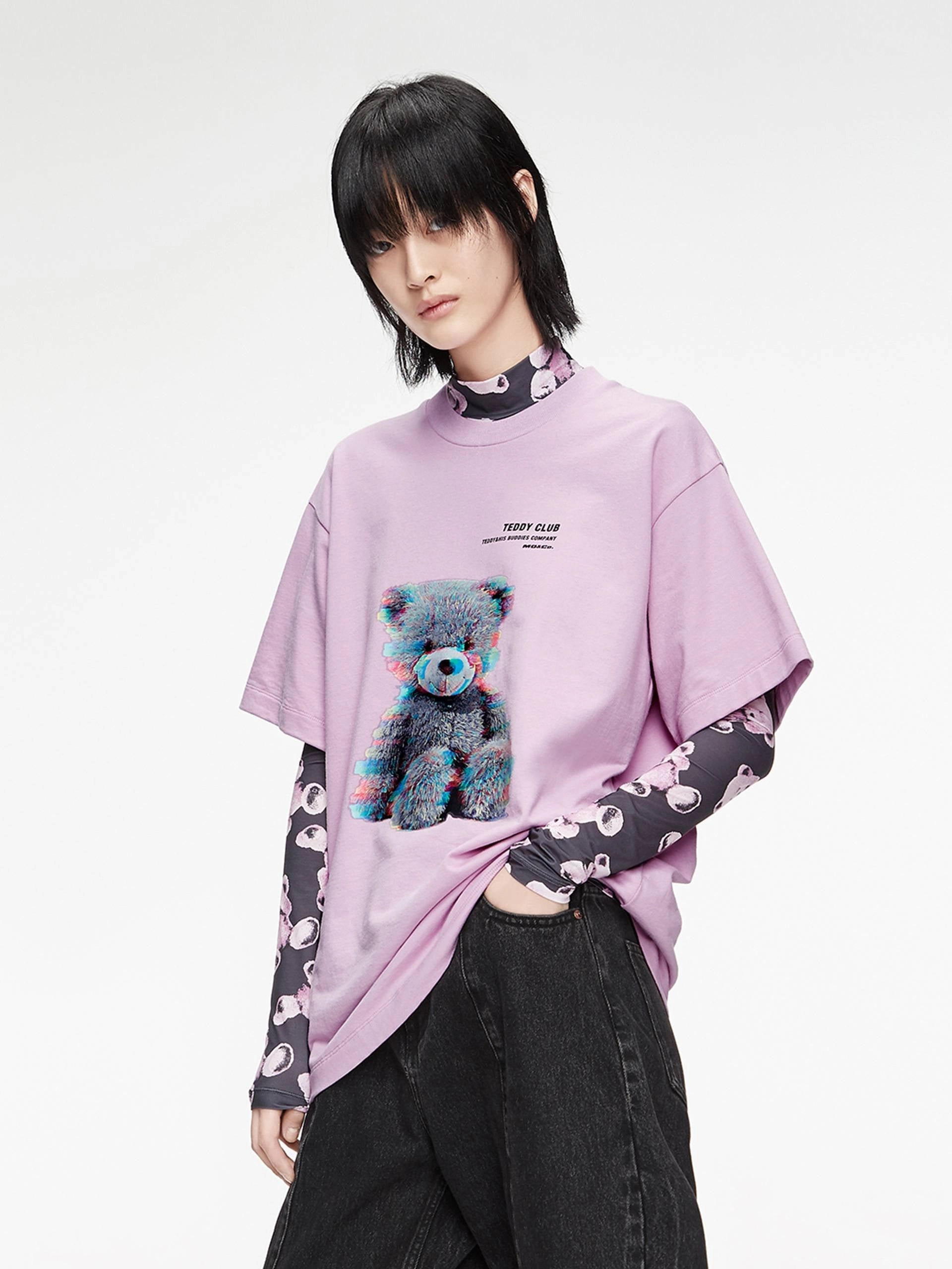 Classic Color Cartoon Print Cotton T-shirt