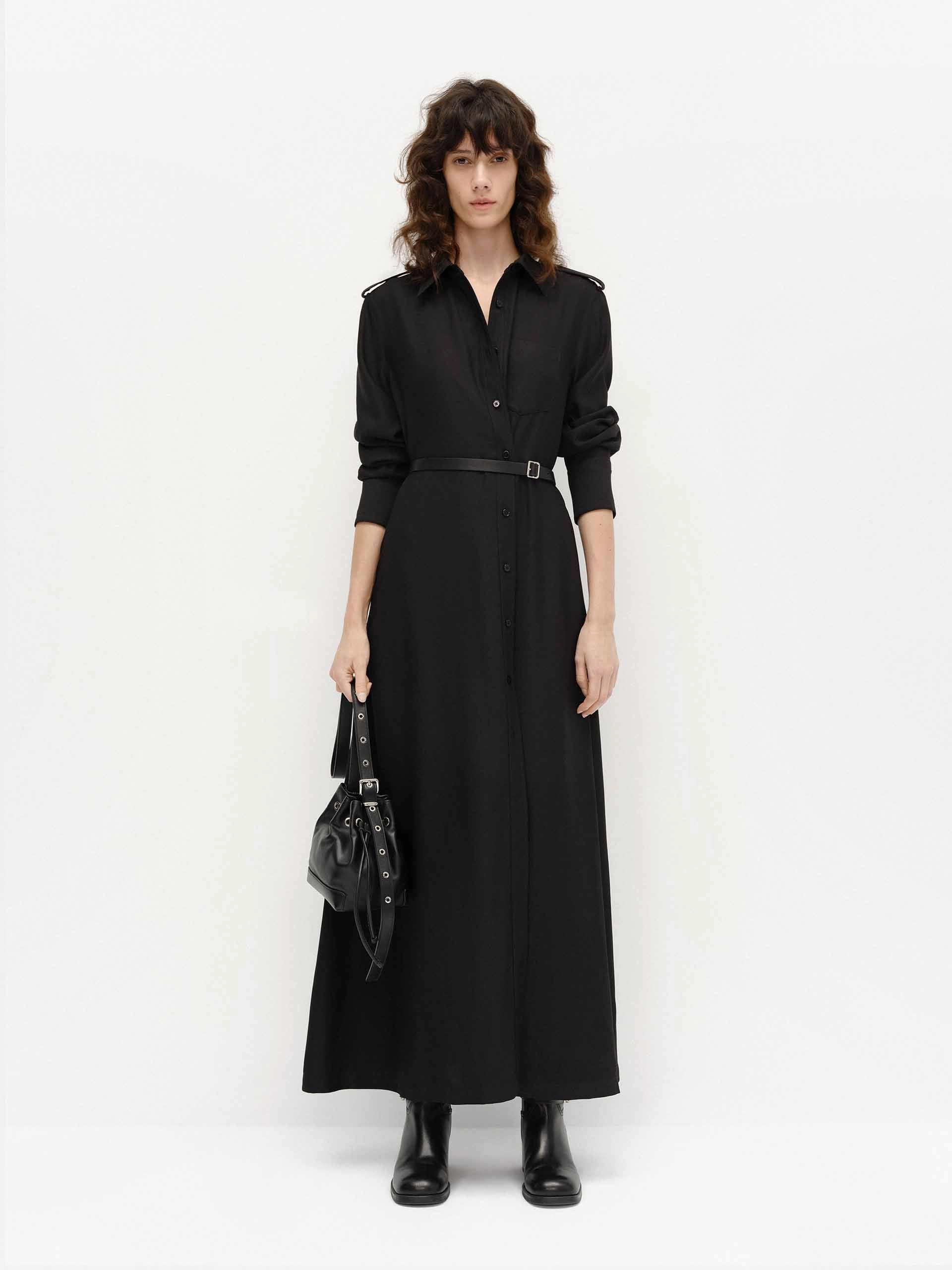 Include Belted Maxi Dress Silk Air Textured Surface