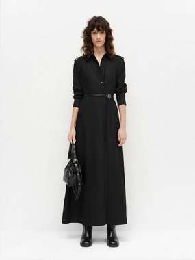 Include Belted Maxi Dress Silk Air Textured Surface